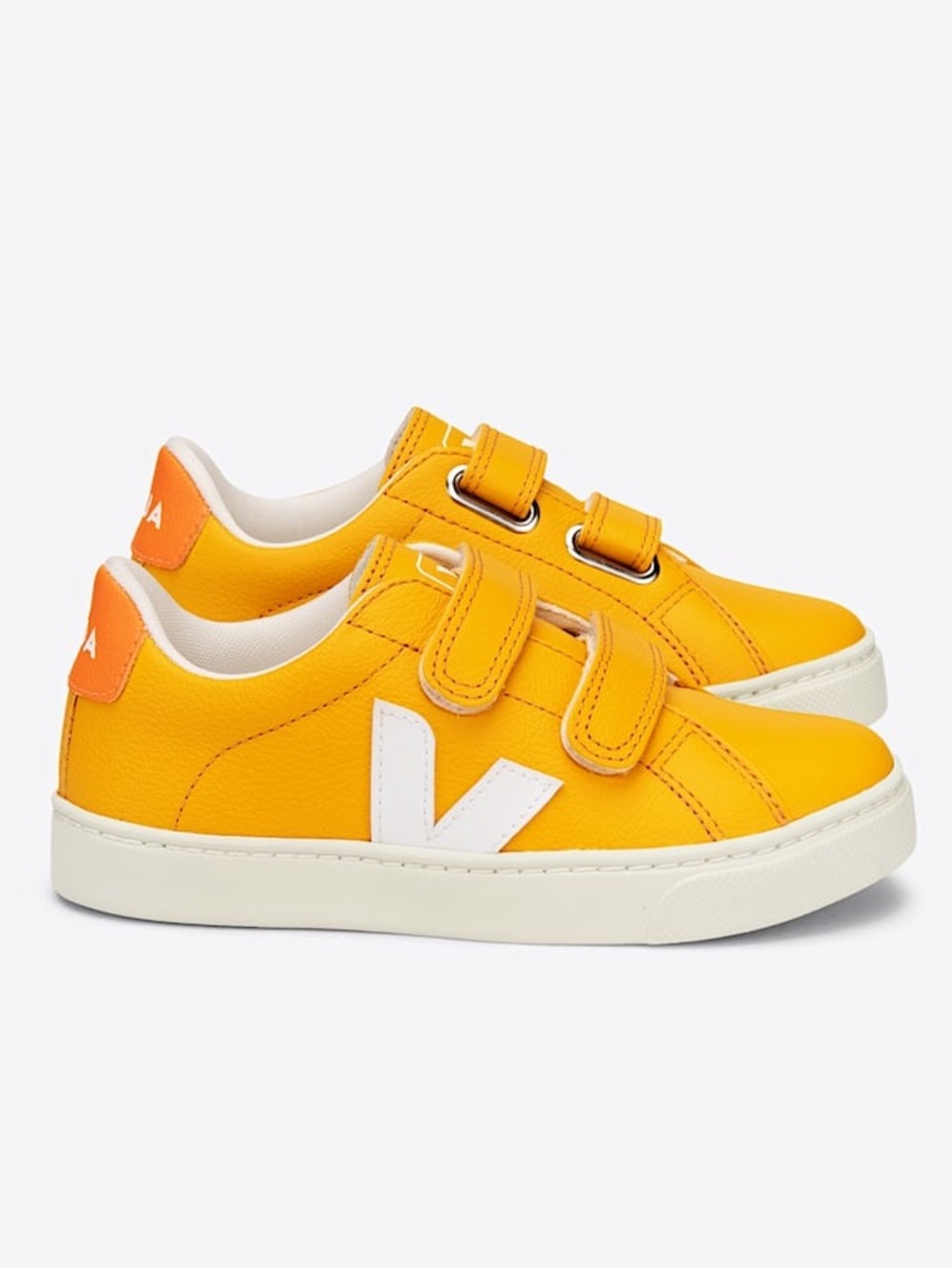 Veja Small Esplar Leather Velcro Sneakers Yellow Size 2